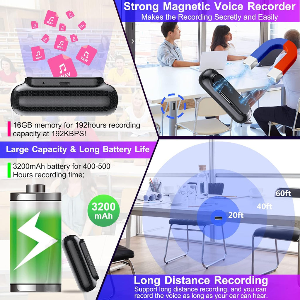 32GB Digital Voice Recorder with 400 Hour Storage, Pack of 2 D31408