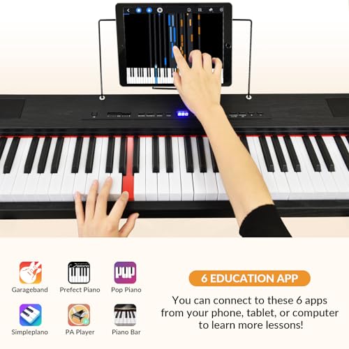 88 Key Semi Weighted Portable Digital Piano Keyboard with Stand, Case, Pedal, Headphone (Black) Y675633