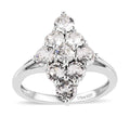 White Crystal Round 925 Sterling Silver Platinum Plated Cluster Ring Size 9 V766