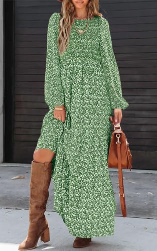 Long Sleeve Flowy Floral Maxi Dress Q530