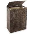 Natural Woven Water Hyacinth Laundry Hamper with Lid and Removable Liner Bag U466975