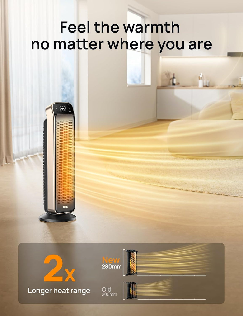 70° Oscillating 25" Portable Space Heater with Remote V38419