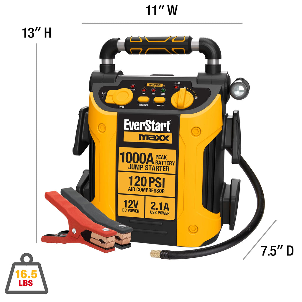 1000 Peak Amp Jump Starter with Compressor, DC and USB Power C997