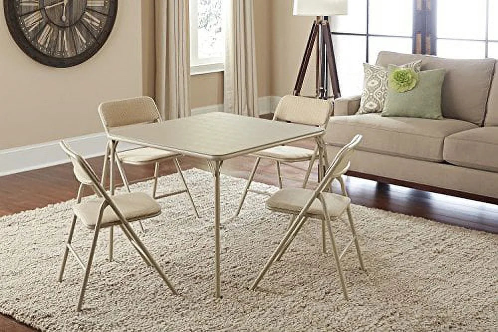 5-Piece Folding Table and Chair Set, Tan Q861627