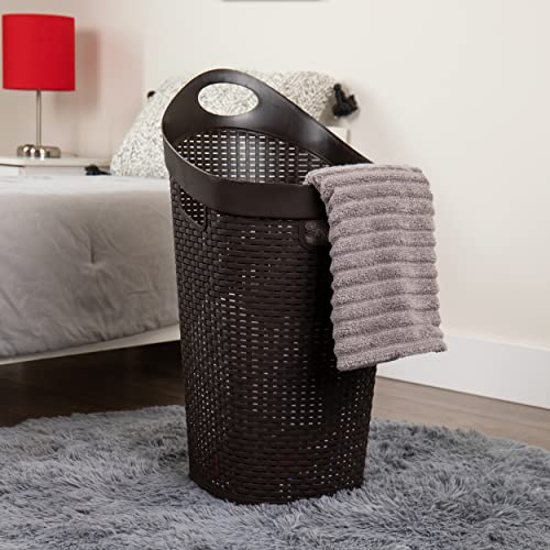 60L Rolling Laundry Hamper with Wheels, Plastic, Brown K3952