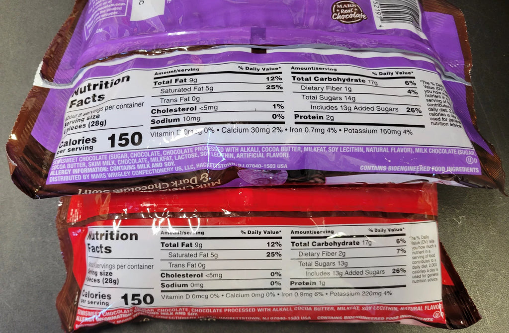 Dark Chocolate 8.87 oz bag and Milk and Dark Chocolate Swirl 7.94 oz bag, 2 bag gift bundle F437755