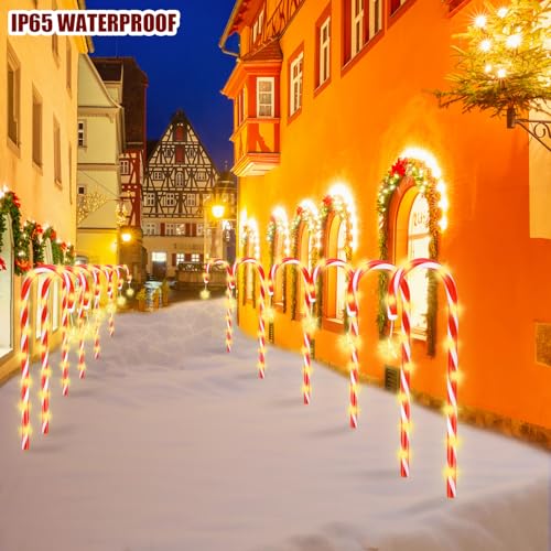 12Pcs Candy Cane Lights, 21'' Solar Christmas Decorations I493