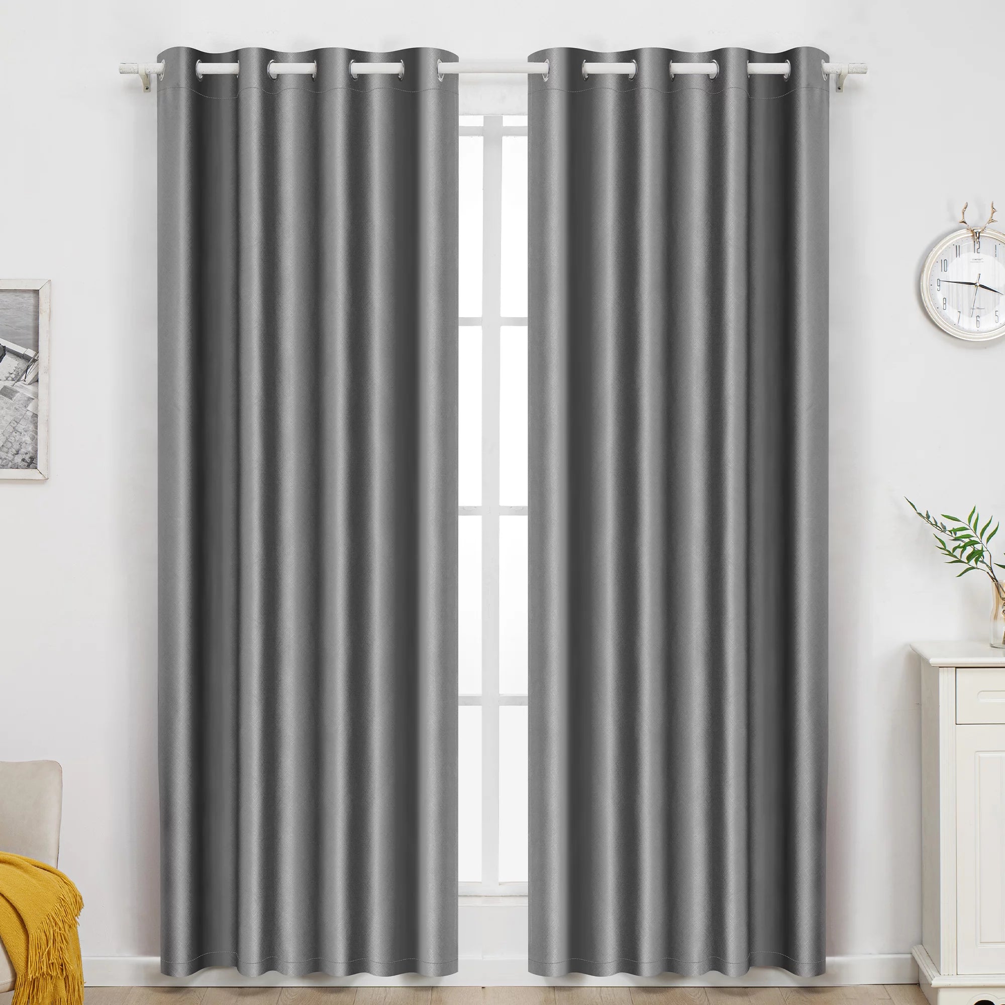 Gray 52x84 inch 100% Blackout Curtain Single Panel C6821
