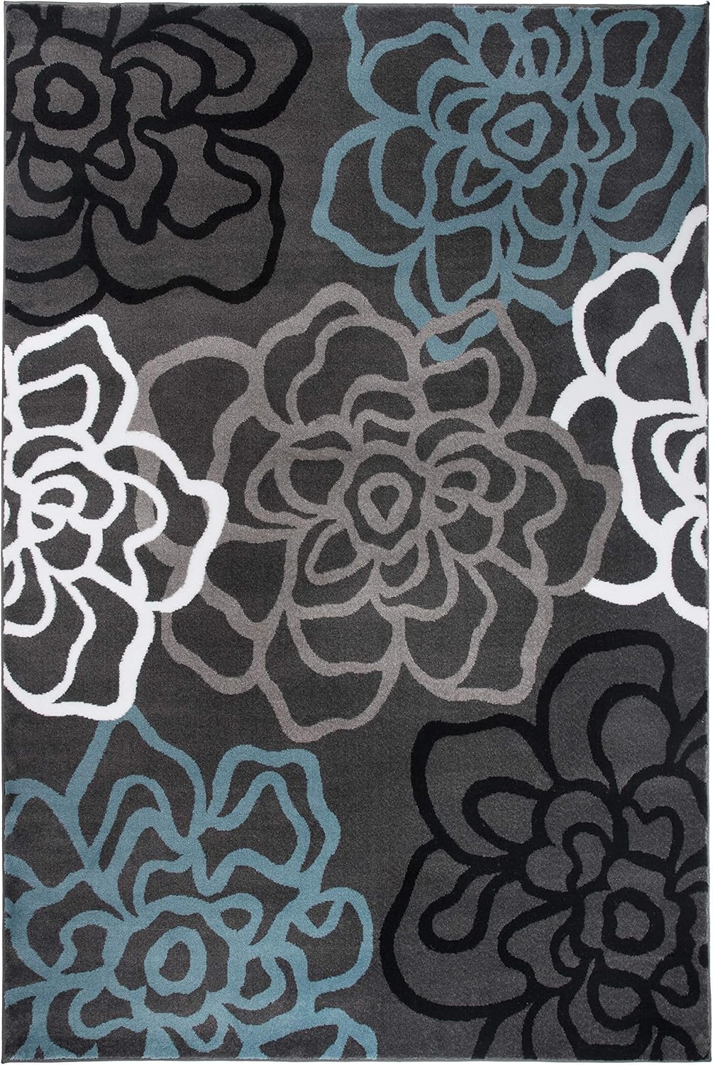 Gray Floral Abstract Area Rug 5' 3" X 7' 3" N435997