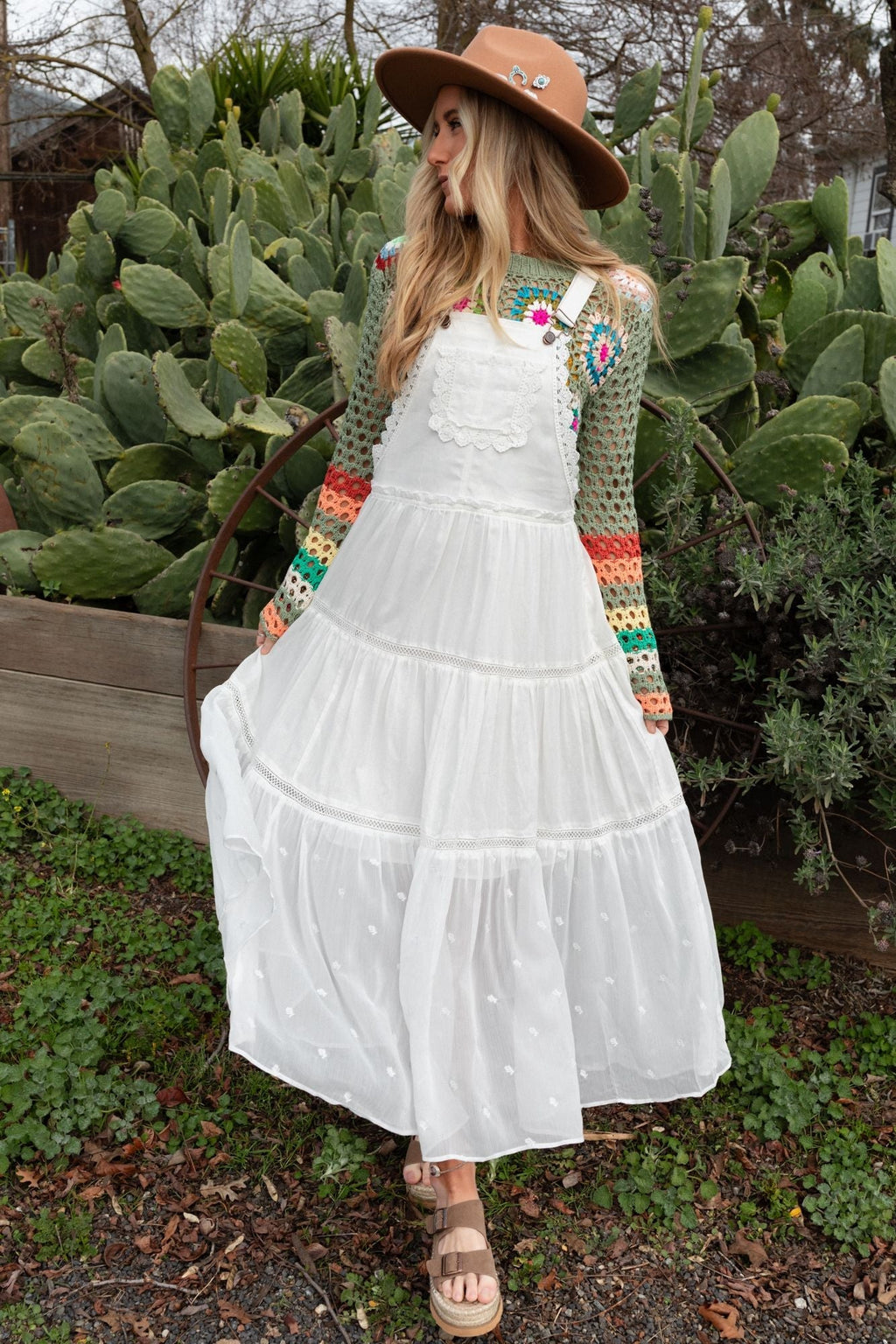 Green Paths Overall Dress - Off White