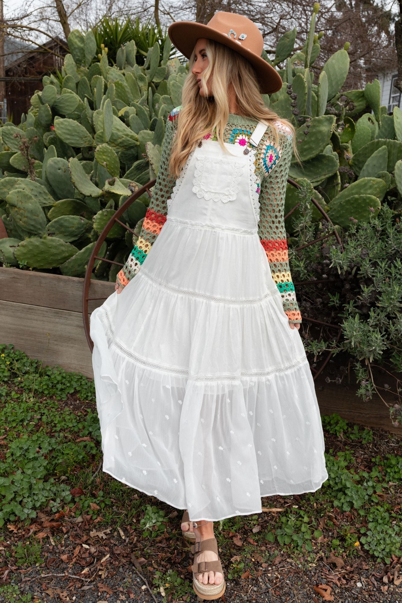 Green Paths Overall Dress - Off White