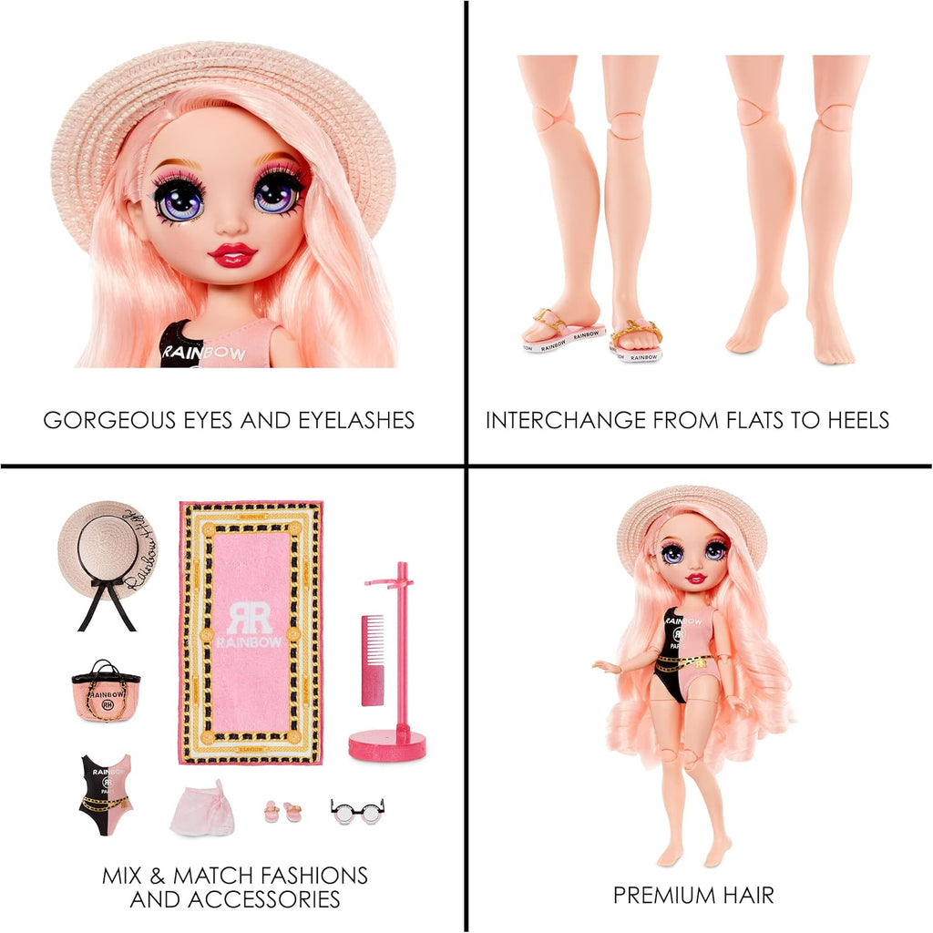 Pink Fashion Doll with 2 Designer Outfits and Pool Accessories Playset F111102