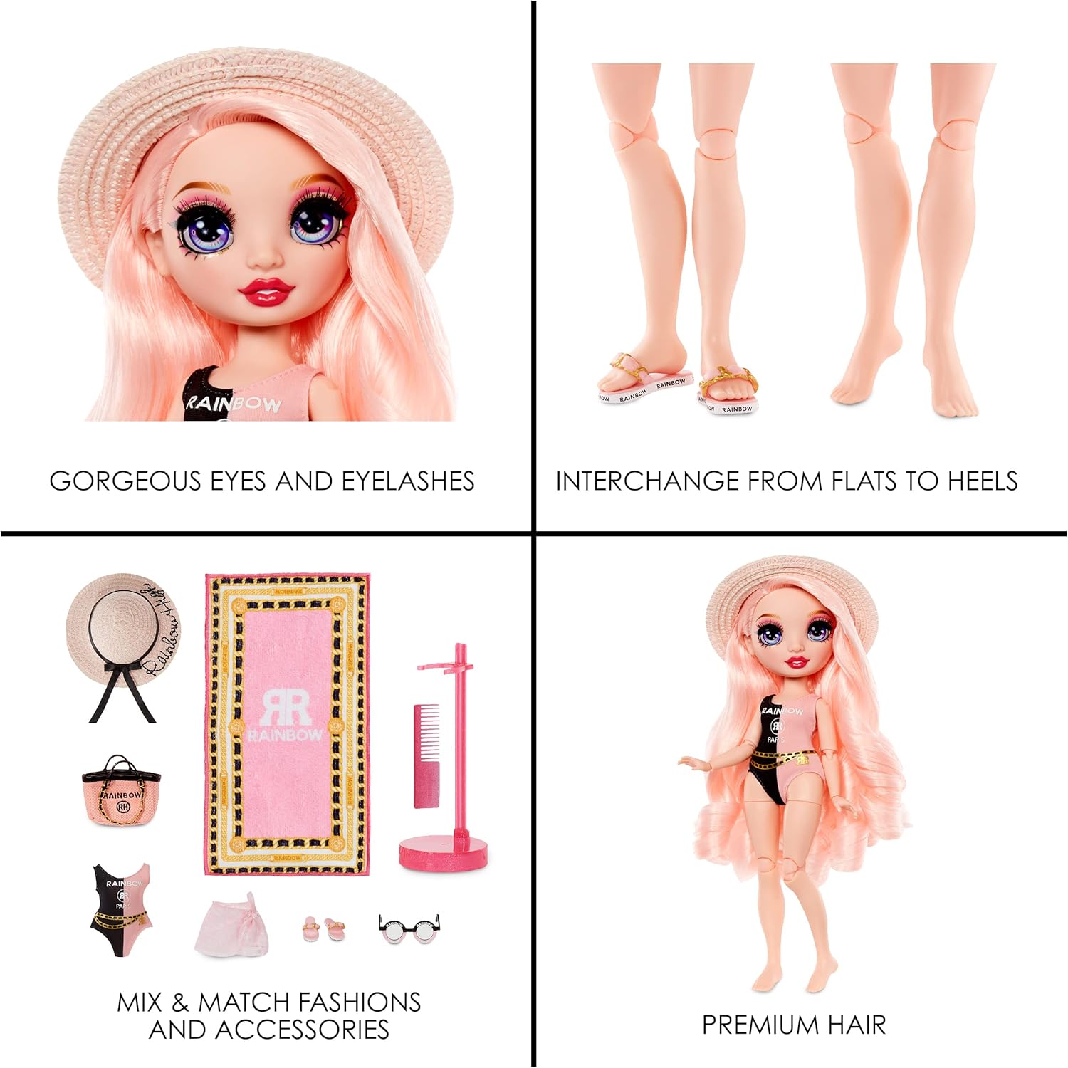 Pink Fashion Doll with 2 Designer Outfits and Pool Accessories Playset F111102