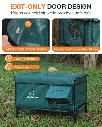 Forest Green 26"x16"x18" Insulated Outdoor Cat Shelter with Heater J2717