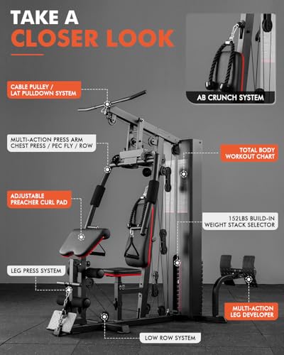 150LBS Weight Stack Multifunctional Home Gym Equipment S98500