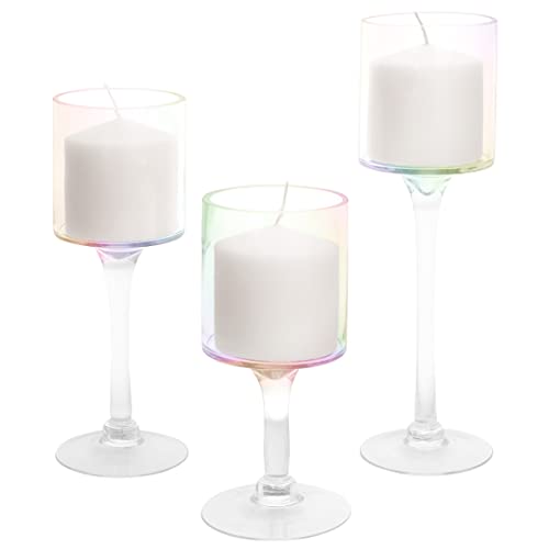 Tall Candle Holder Set Of 3 Clear Glass P656
