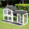 Rabbit Hutch with Running Board, Wooden Pet House with Slide and Pull-Out Tray V7119