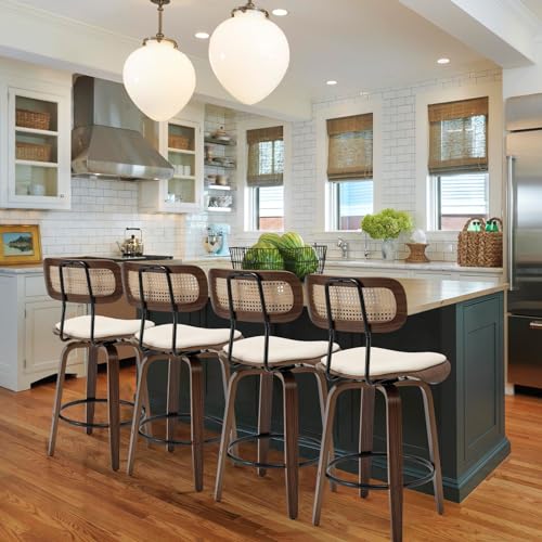 Beige Swivel Bar Stools Set of 2 I1394