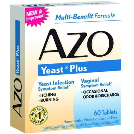 6 Pack Azo Yeast Plus Tablets 60 EA B898096