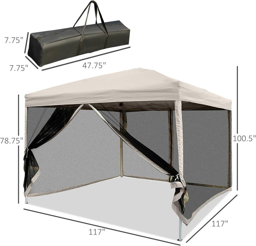 10' x 10' Pop Up Canopy Tent with Netting, Height Adjustable, with Carry Bag K5983