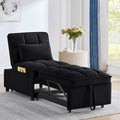 Navy Velvet Convertible Sleeper Sofa Chair with Storage Pockets W99931