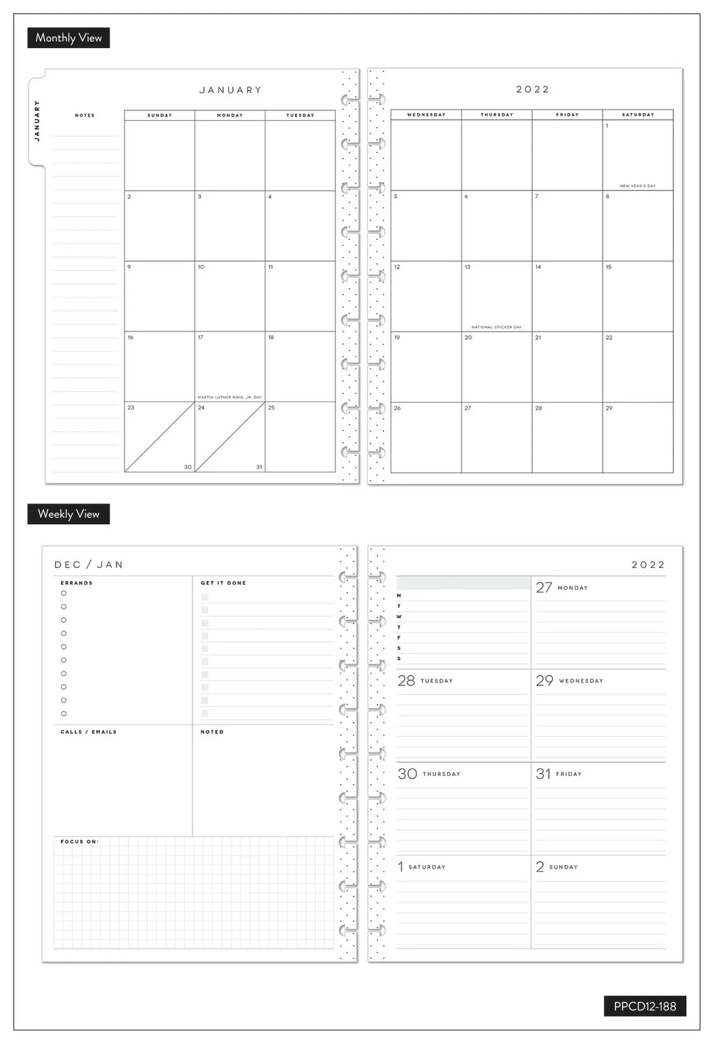 Classic 12 Month Planner, 8.75" x 1.37" x 9.75" D614