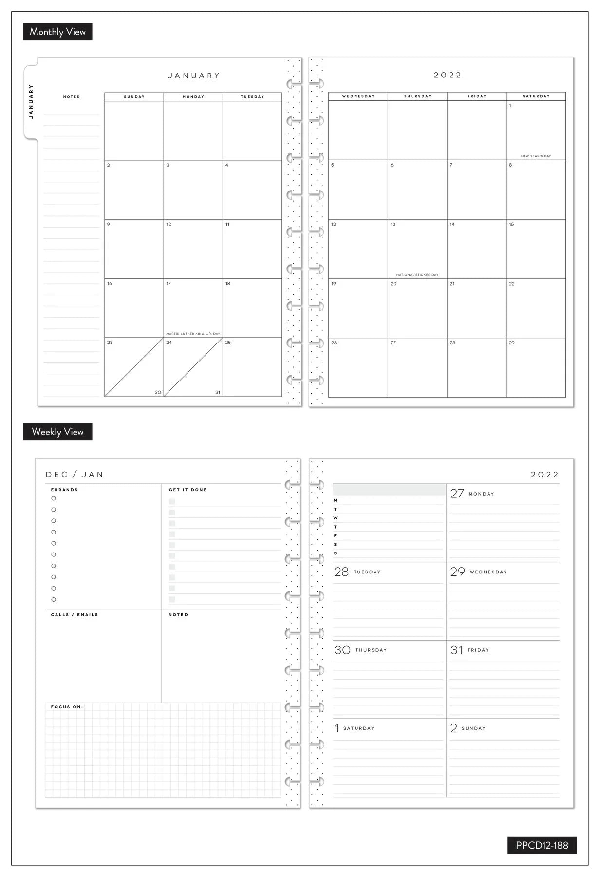 Classic 12 Month Planner, 8.75" x 1.37" x 9.75" D614