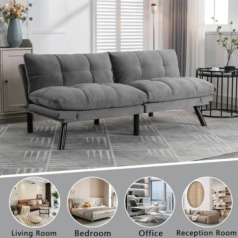 Convertible Sleeper Sofa Bed with Adjustable Backrests and Folding Armrest P146