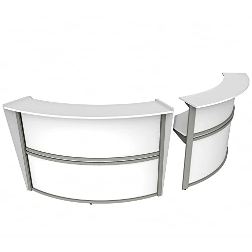 Curved Modern Office Desk, 124" x 49", Mocha N283855