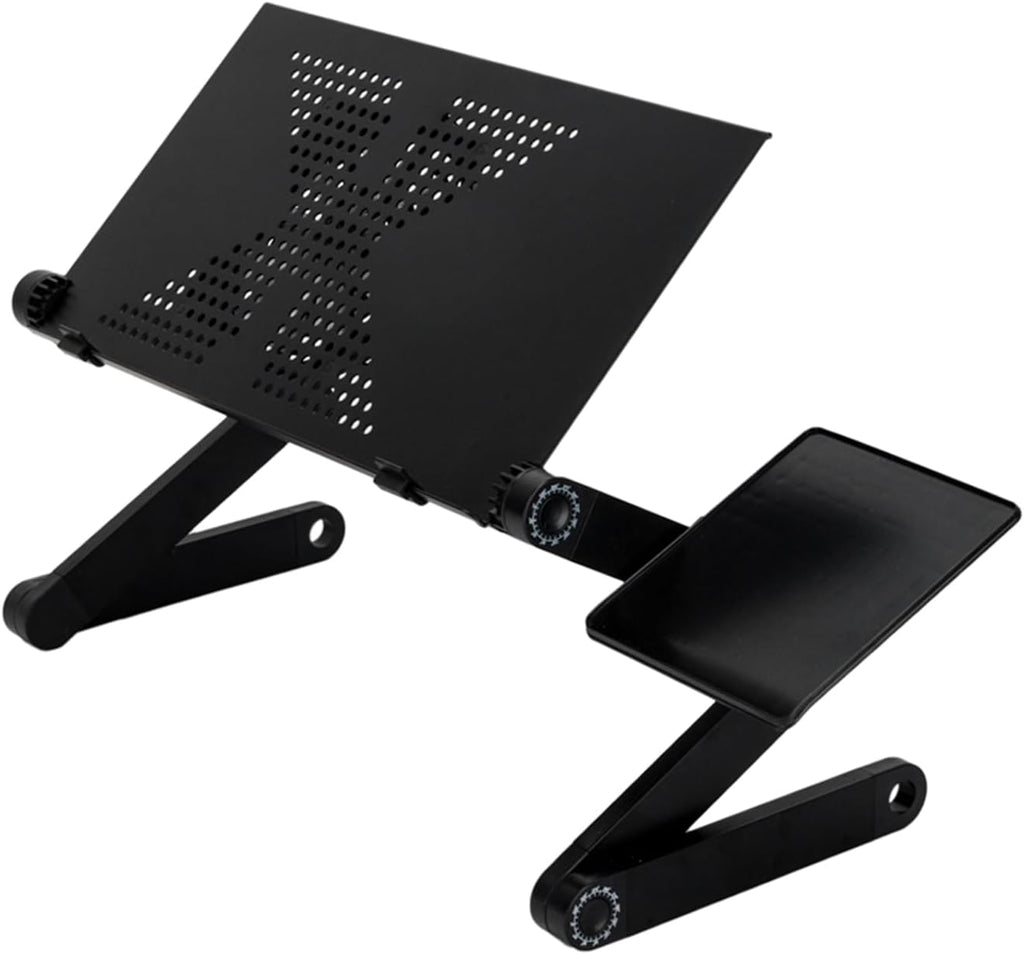 Black Adjustable Aluminum Laptop Stand Lap Desk with Mouse Pad V257424