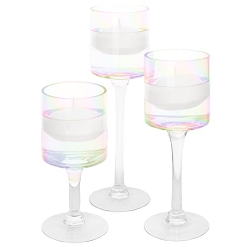 Tall Candle Holder Set Of 3 Clear Glass P656