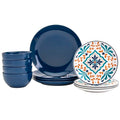 12-Piece Ceramic Dinnerware Set, Service for 4, Blue A87511