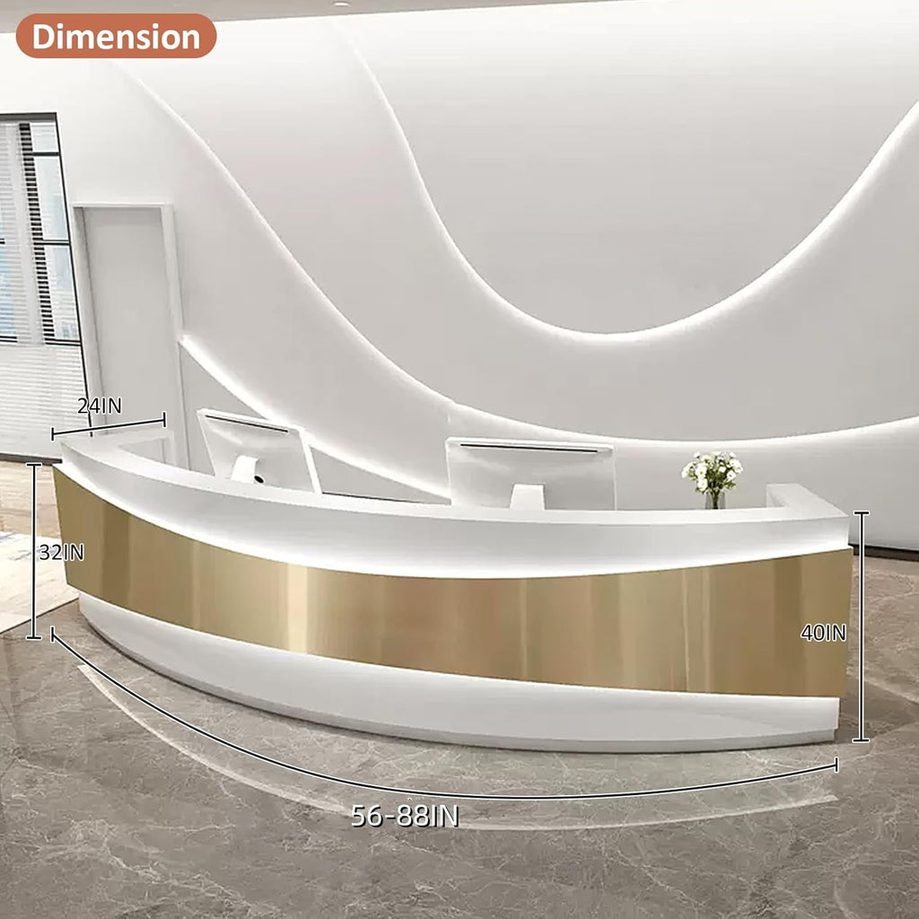 Golden Panel Curved LED Light Reception Desk V45831