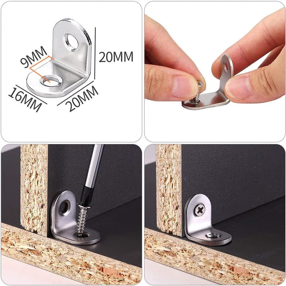 20 Pcs Stainless Steel L Shaped Corner Braces with Screws K53567