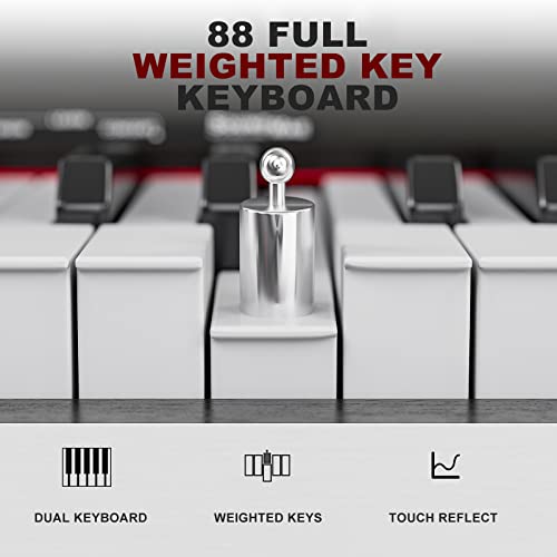 White Full Size Weighted Key Digital Piano with Piano Bench, Piano Stand, 3 Pedal S714