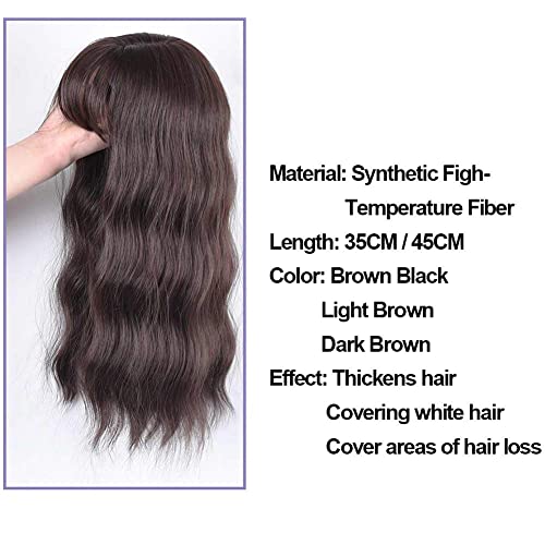 14" Dark Brown Silk Top Base Water Wave Hair Topper A304524