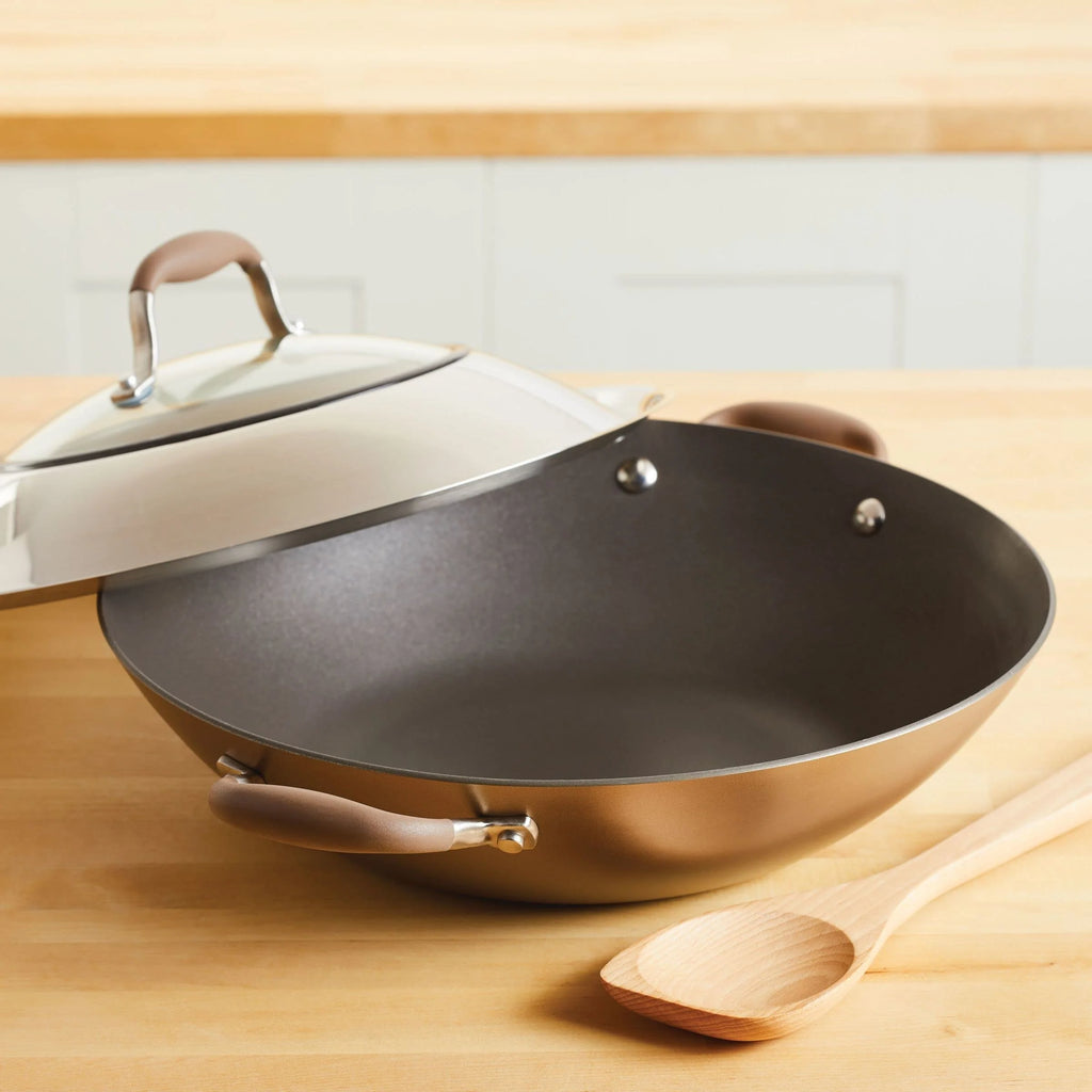 14 Inch Hard Anodized Nonstick Wok with Lid K7497