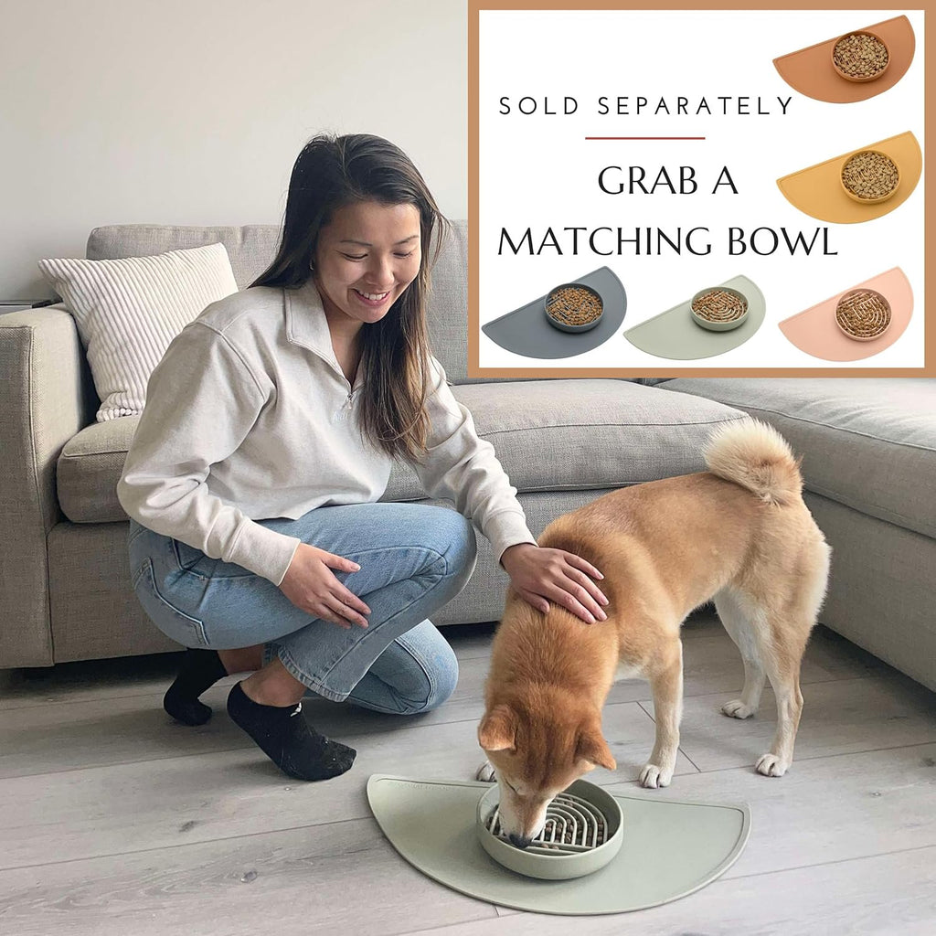 Waterproof Silicone Pet Feeding Mat, Non-Slip, 21" x 10.5", Medium-Sage Green R96098