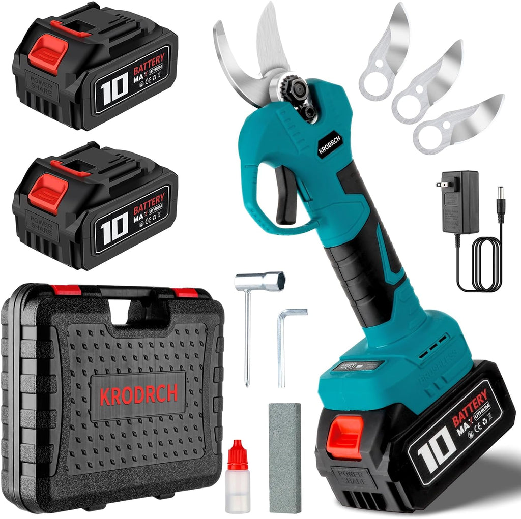 Electric Pruning Shears Cordless with 2 PCS Rechargeable 2.6Ah Lithium Battery and 3 Blades, 25mm Cutting Diameter G320