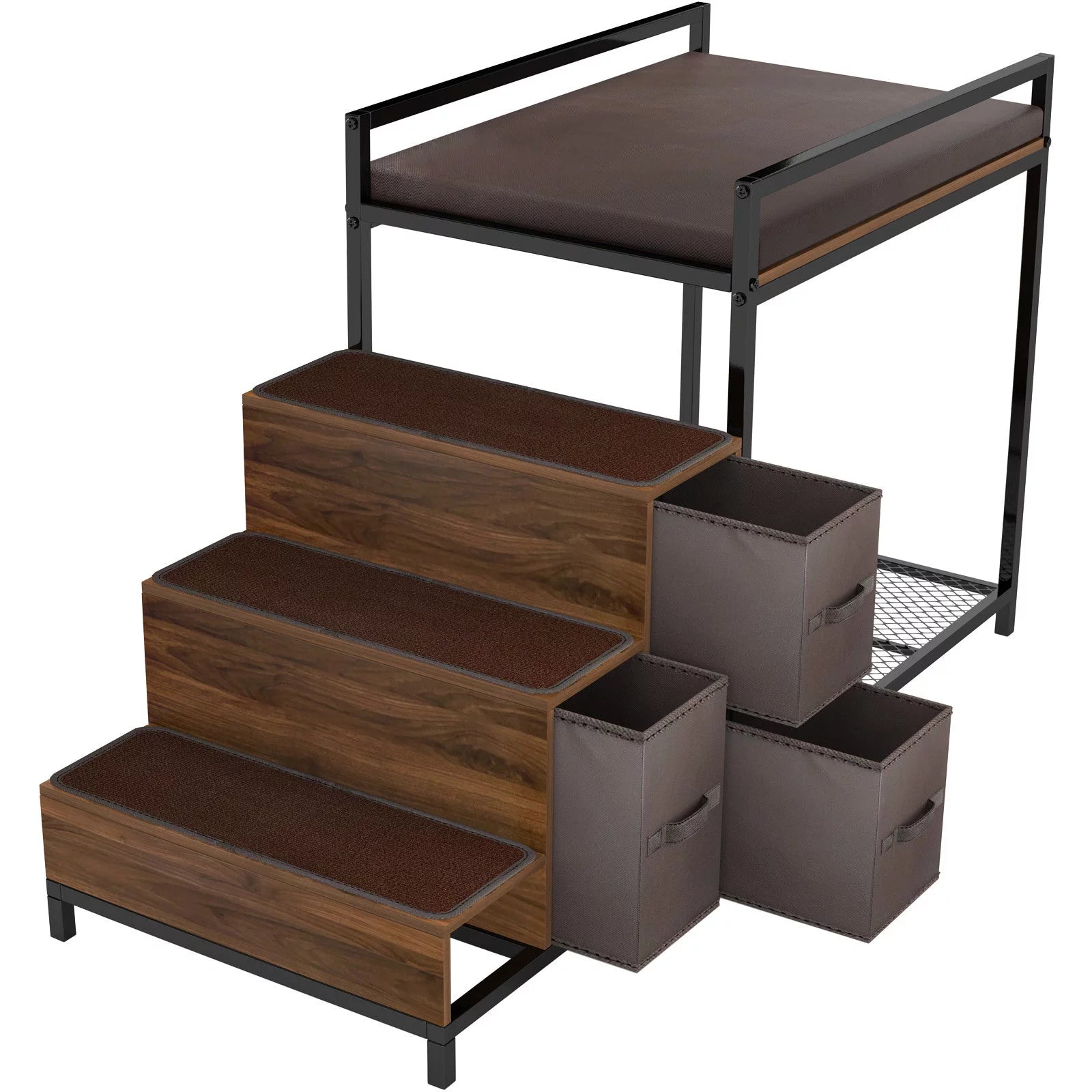 Dog Bunk Bed Elevated with Non-slip Pad and Storage D7759