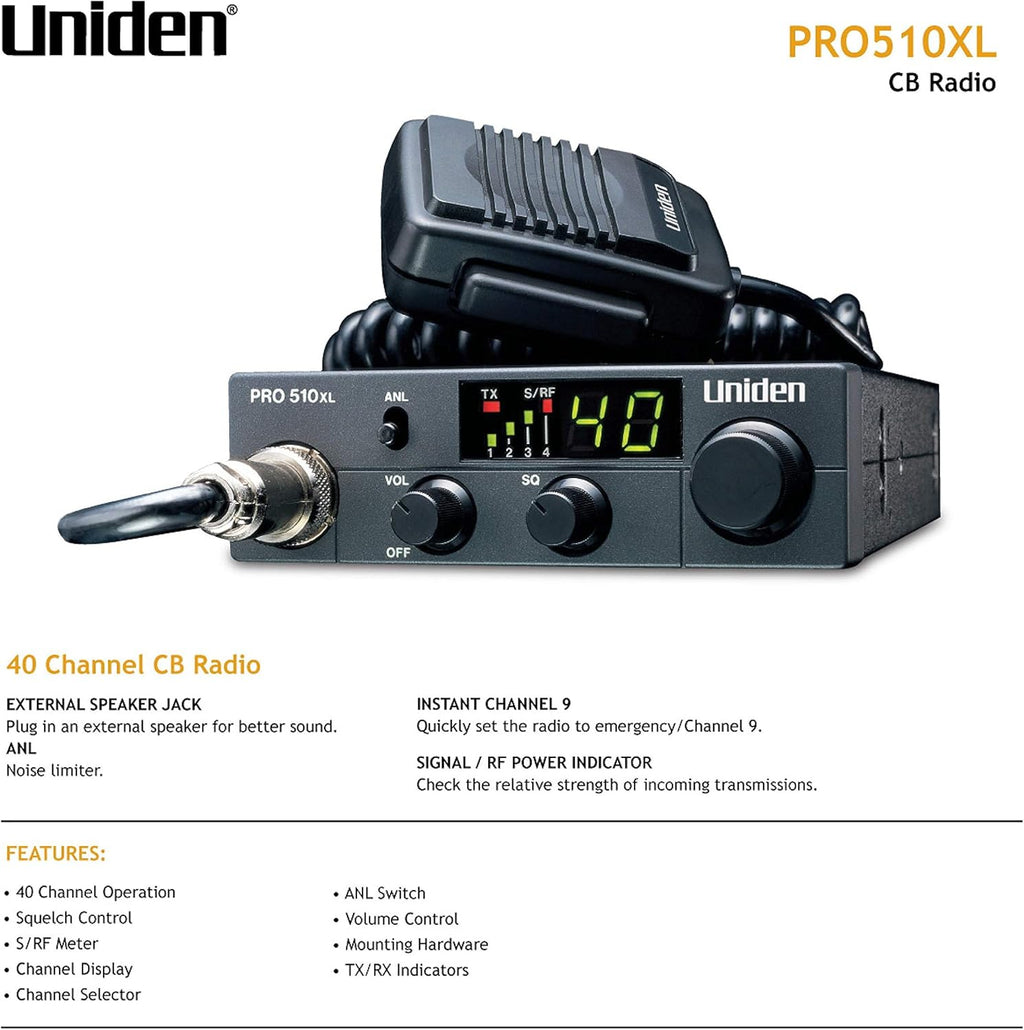 Compact 40-Channel CB Radio with Backlit LCD Display D366