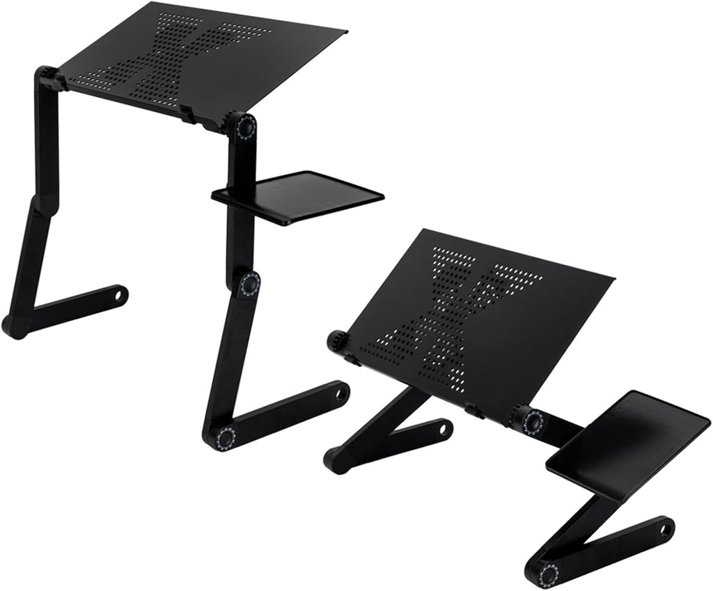 Black Adjustable Aluminum Laptop Stand Lap Desk with Mouse Pad V257424