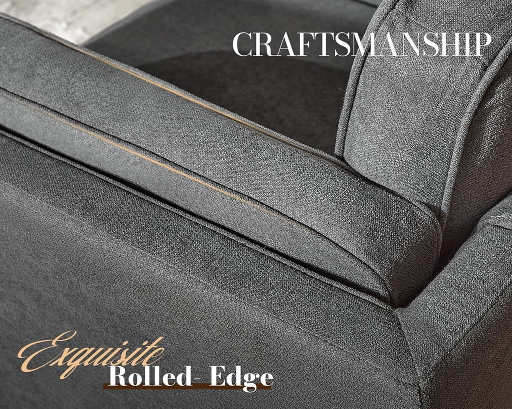 87 inch Dark Grey Deep Seat Sofa with Embedded Arm Pillow N3233