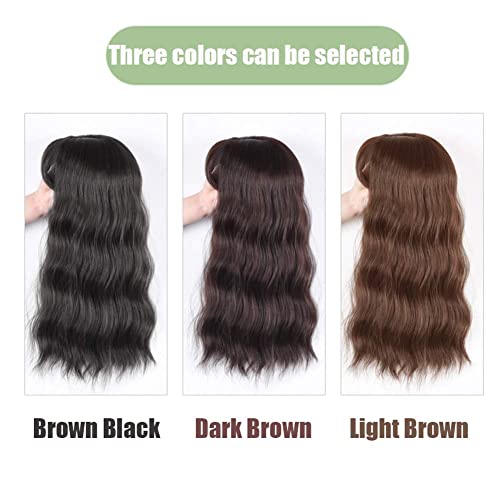 14" Dark Brown Silk Top Base Water Wave Hair Topper A304524
