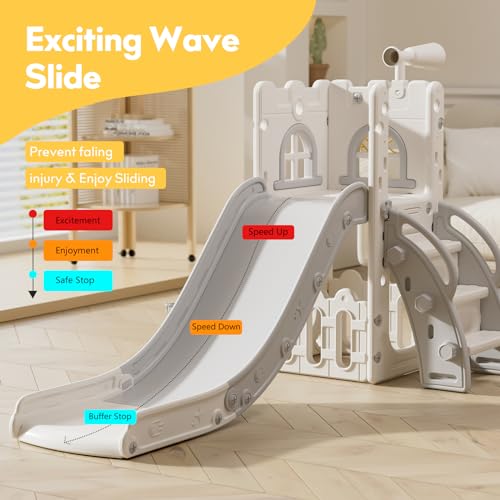 Toddler Slide Playset with Storage Space and Non-Slip Steps (Blue Yellow) D766079