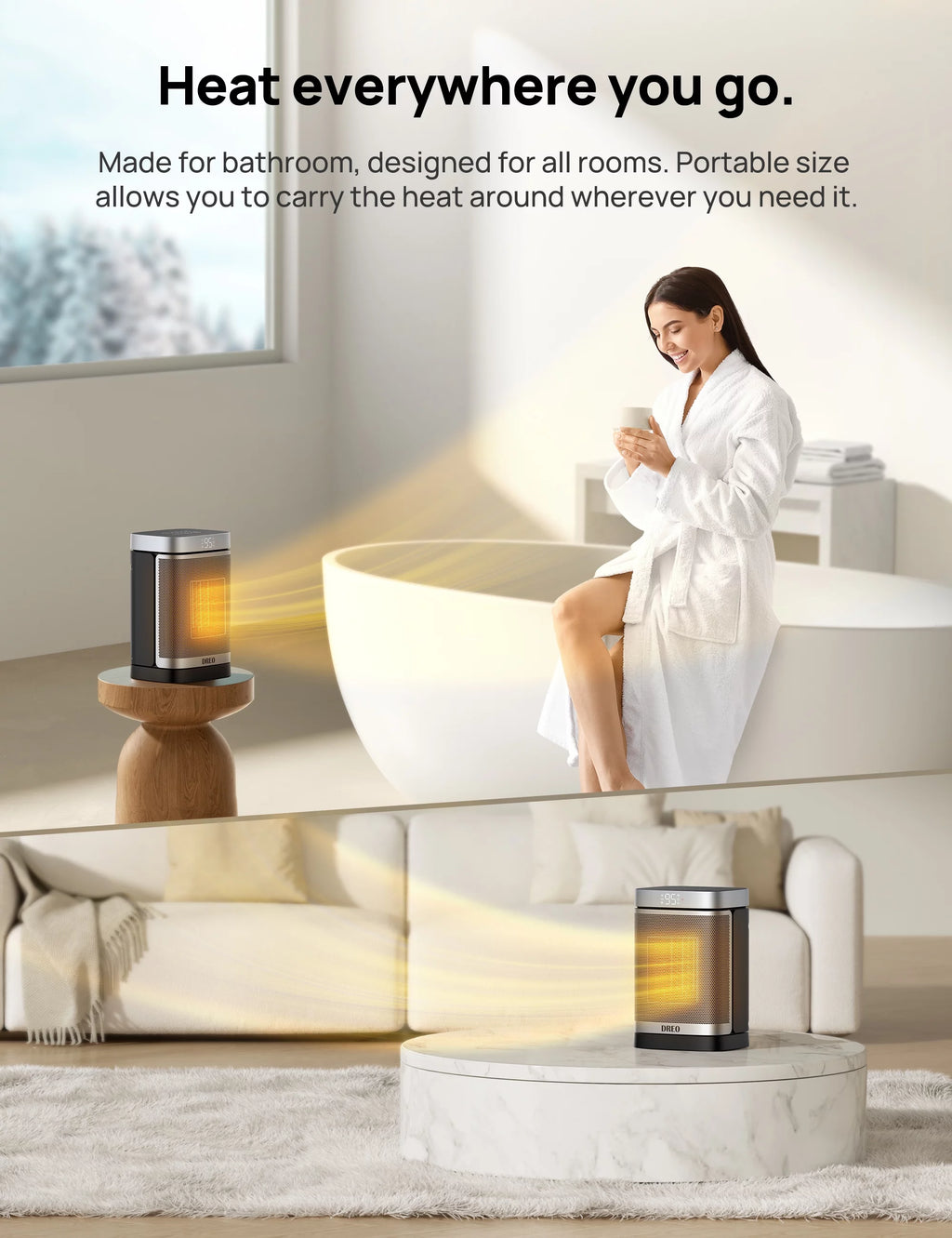 1500W Ceramic Electric Space Heater with Digital Thermostat E28650