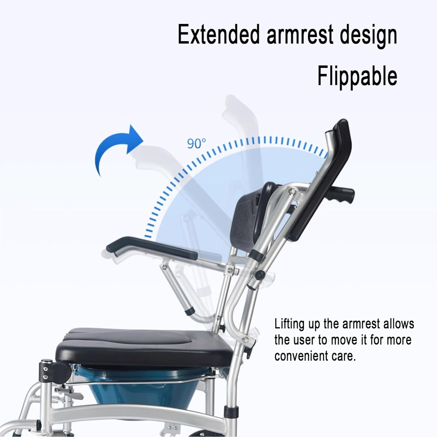 4 in 1 Portable Shower Commode Chair with Wheels S514909
