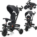 Gray 7-in-1 Folding Baby Tricycle with Rotatable Seat J431