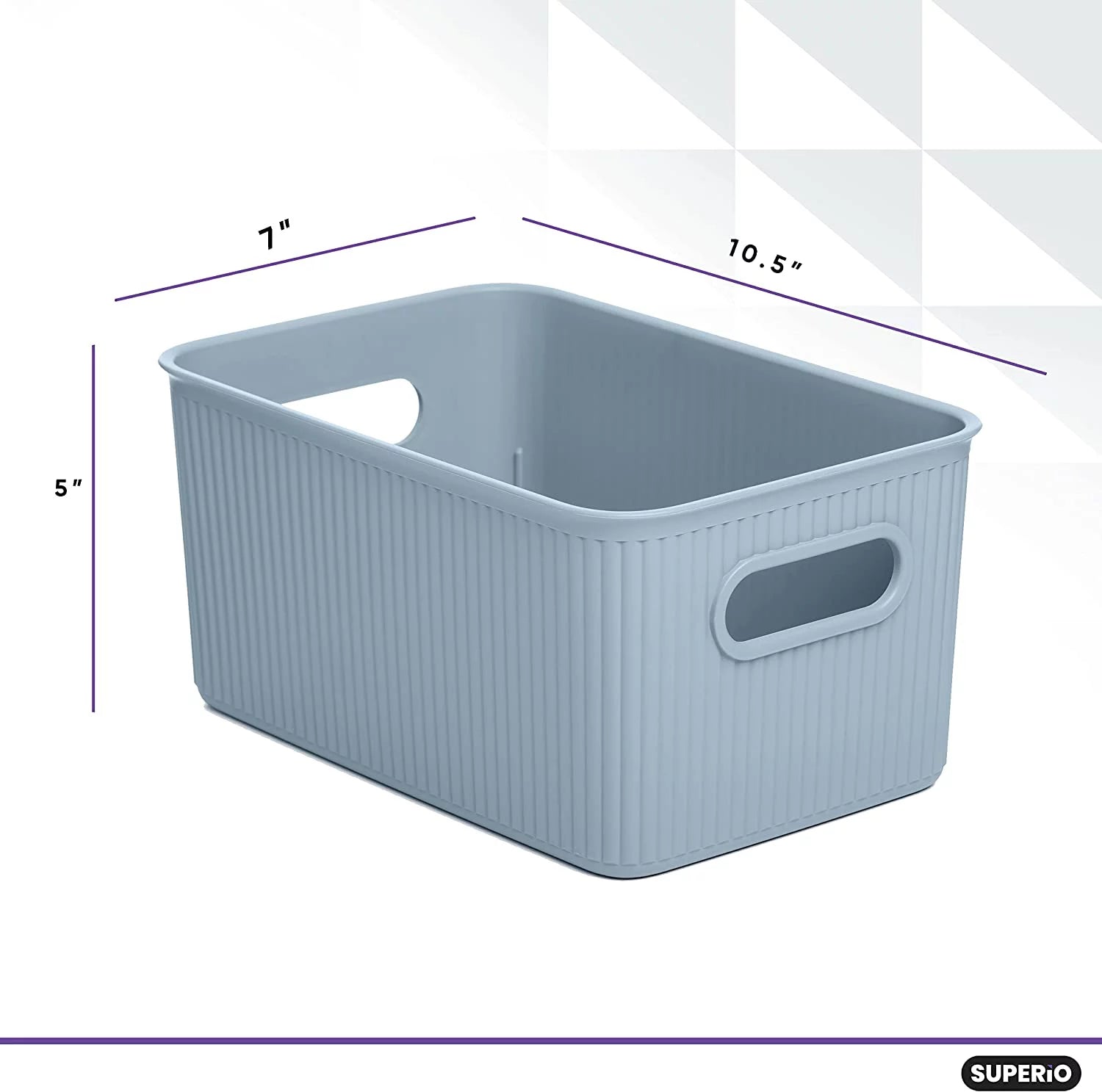 Blue 6 Pack Ribbed Plastic Storage Basket Organizer C54734