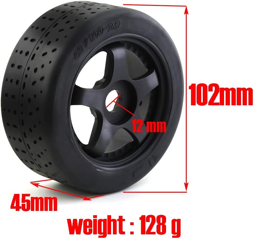 4pcs Pre-Glued RC Tire Sets with 17mm Hex Sleeve Y45249